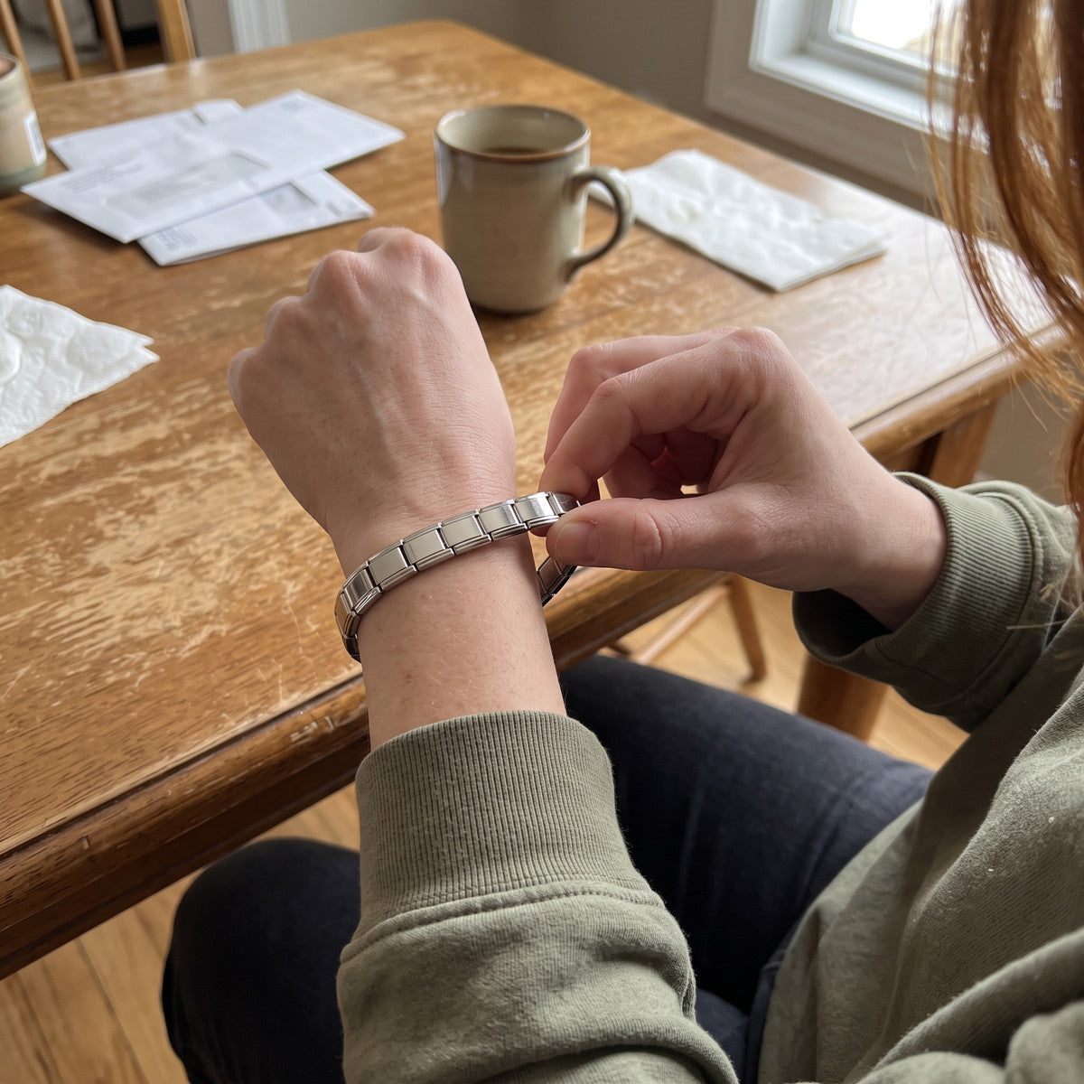 Alex handling the modular bracelet links